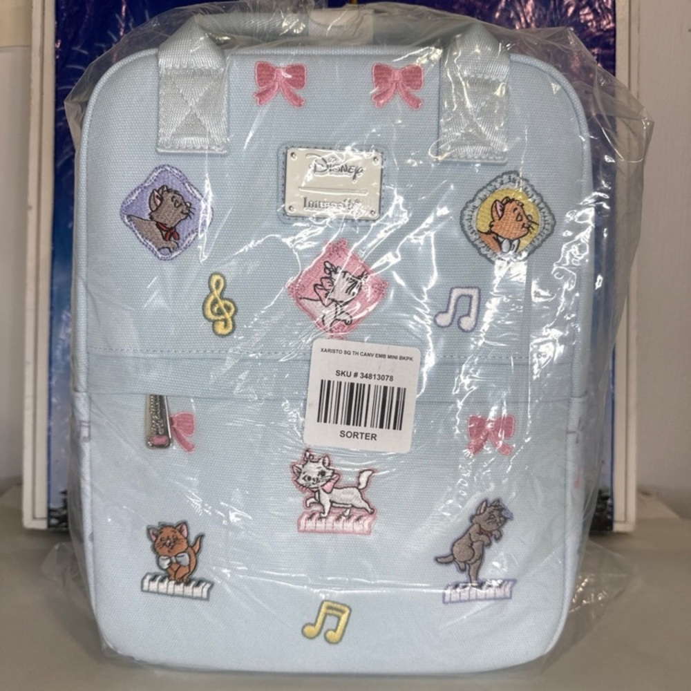 Disney Loungefly canvas embroidered Aristocats 3 kittens piano backpack NEW